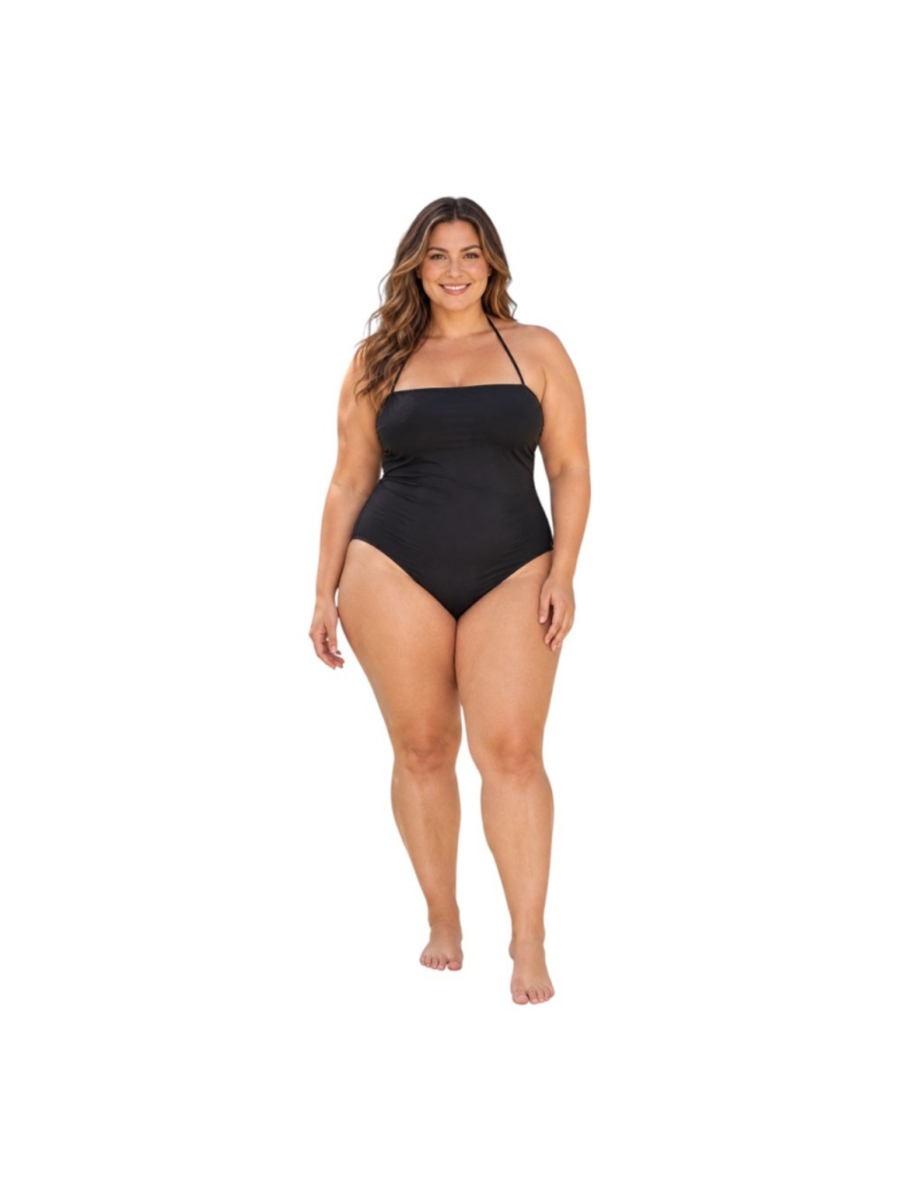 NWT Holipick Black Bandeau Halter One Piece Swimsuit XXL